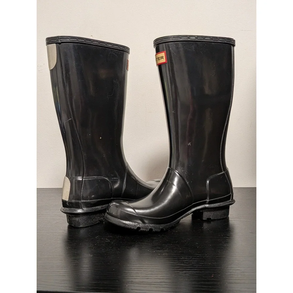 Hunter Original Kids Gloss Black Rain Boots US 3B‎ 4G EU 34 Waterproof